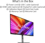 ASUS ProArt Display 27” 4K HDR Professional Monitor (PA279CRV) - IPS, UHD (3840 x 2160), 99% DCI-P3/Adobe RGB, ΔE < 2, Calman Verified, USB-C PD 96W, DisplayPort, Daisy-Chain, Height Adjustable - Image 7