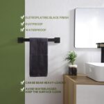 KOKOSIRI 16-Inch Single Towel Bar, Bathroom Kitchen Towel Holder, Wall Mounted SUS304 Stainless Steel Towel Rack, Matte Black, B4003BK-L16 - Image 6