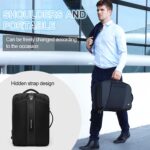 ah arctic hunter 3 in 1 Expandable Backpack 18 inch Water Resistant Travel Business Laptop Bag for Unisex with Built in USB and Headphone port, B00345 (Black PU), 30 x 15 x 41 cm (B00345-AH_BLKPU) - Image 2