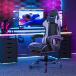 Homall Gaming Chair, Computer Chair with Footrest and Massage Lumbar Support, Ergonomic High Back Video Game Chair with Swivel Seat and Headrest (White) - Image 6