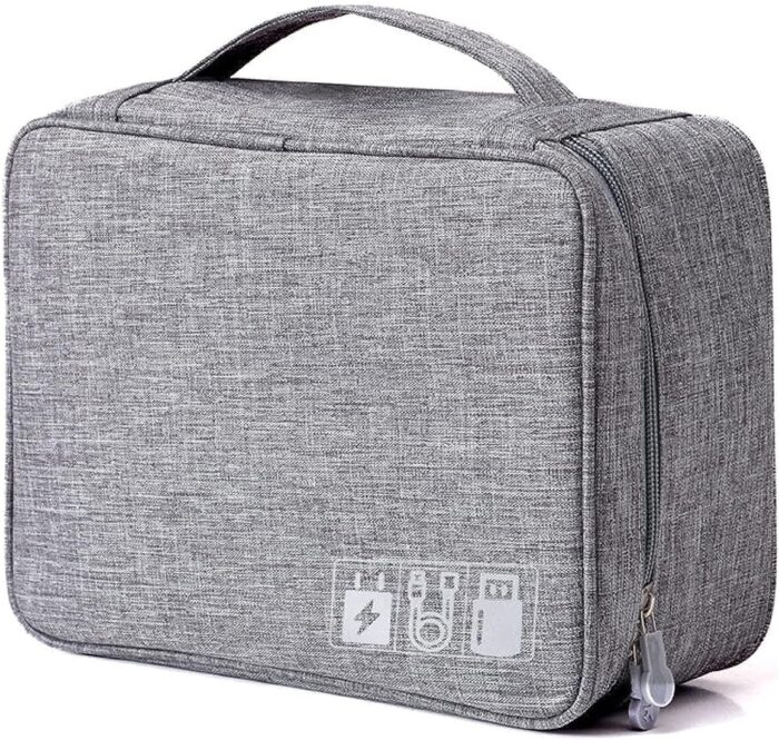 Cable Organizer Bag,Waterproof Travel Electronic Storage with Adjustable Divider Shockproof Portable,for SD Card Case,USB Flash Drive,Charging Cords,USB Charger,Mini Tablet