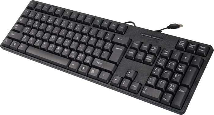 107 Keys Full-Range USB Wired Office Arabic-English Layout Keyboard – WEETOTUNG USB Plug-and-Play Keyboard for PC and Laptops