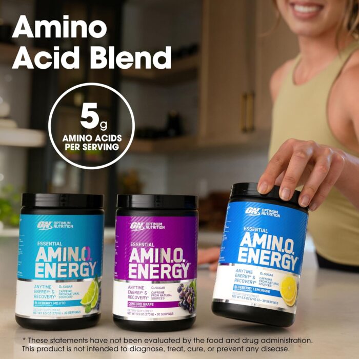 Optimum Nutrition (ON) Amino Energy - Pre Workout With Green Tea, Bcaa, Amino Acids, Keto Friendly, Green Coffee Extract, 0 Grams of Sugar, Anytime Energy Powder - Fruit Fusion, 270 G, 30 Servings - Image 6