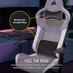 Corsair T3 RUSH Fabric gaming chair, racing style, soft fabric upholstery, padded neck pillow and lumbar support, seat height adjustable, grey and white - Image 4