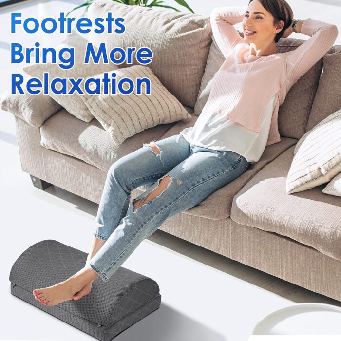 CushZone Foot Rest for Under Desk at Work Adjustable Foam for Office, Work, Gaming, Computer, Gift, Home Office Accessories Back & Hip Pain Relief (Grey) - Image 6