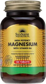 Sunshine Nutrition High Potency Magnesium With Vitamin B6 100 Tablets | To Promotes Healthy Bones