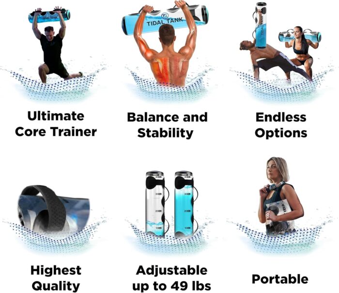 Tidal Tank - Sand Bag Alternative 45 lbs- Adjustable Aqua Bag and Power Bag with Water - Core and Balance Device- Portable Stability Fitness Equipment - Including Online Training Center… - Image 4