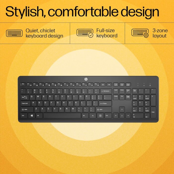 HP 230 Wireless Black Keyboard and Mouse Combo 1600 DPI Bluetooth Keyboard Mouse (18H24AA) - Image 3