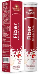 Sunshine Nutrition Fiber Effervescent 20 Tablets | With Inulin And Pectin | For Healthy Digestive System | Apple Flavor | 80 Grams