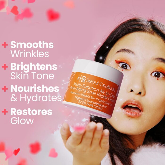 Seoul Ceuticals Korean Skin Care Snail Repair Cream Moisturizer - 97.5% Snail Mucin Extract - All In One Recovery Power For The Most Effective Korean Beauty Routine - 2oz - Image 3