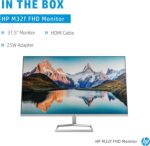 HP M32f Ultraslim Monitor 31.5 Inch, Full HD 1080p, 7ms Response Time, 2x HDMI, 1x VGA, Anti Glare, Blue Light Filter, Flicker Free, HP Eye Ease with Eye Safe Certification, Silver and Black - Image 5