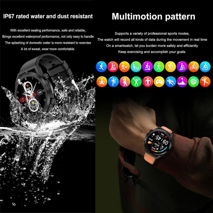 Blood Glucose Smart Watch, ECG HRV Fitness Tracker with Heart Rate Blood Pressure Uric Acid Measurement, Blood Lipid Monitoring, 20 Sports Modes, Text & Call, for Men & Women,Blue - Image 6
