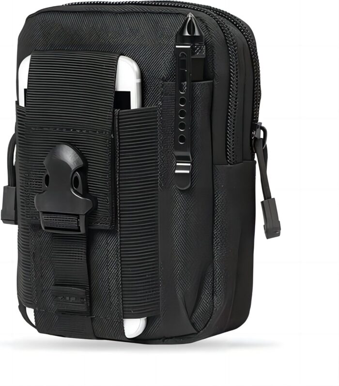 COOLBABY Tactical Pouch Waist Bag Utility Belt Mobile Phone Pouch EDC Case Organizer with Cellphone Holster for Cycling, Running, Hiking (Black)