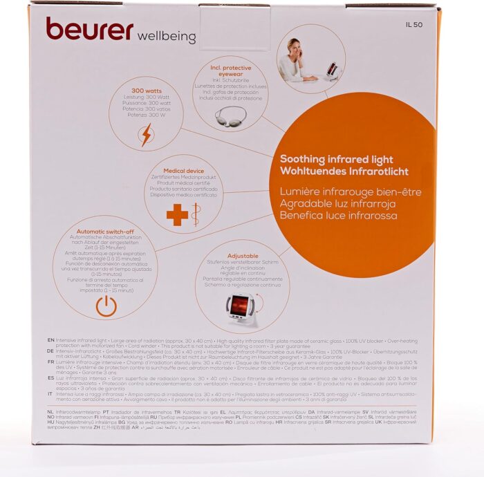 Beurer IL50 Infrared Heat Lamp, Soothing Heat For Colds And Muscle Tension, Infrared Light Therapy with 300 watts, Improves Blood Circulation, 100% UV Blocker, Medical Device - Image 12