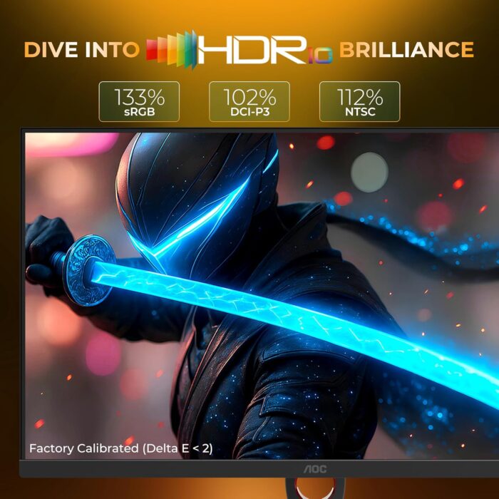 AOC 24G11E 24" Fast IPS Gaming Monitor, FHD 1920×1080 Display, 180Hz, 0.5ms(MPRT), HDR10, HDMI 2.0 x 1, DisplayPort 1.4 x 1, Adaptive Sync, 16.7 Million Display Colors. - Image 5