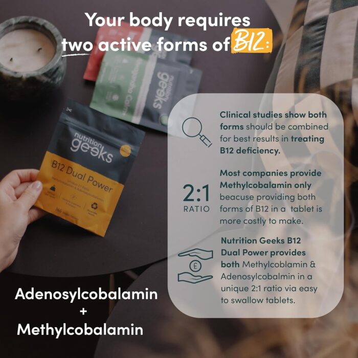 Vitamin B12 Tablets High Strength - 1 Year Supply (365 Tablets) - 1000mcg Dual Power B12 Vitamin Complex with Methylcobalamin & Adenosylcobalamin - Vegan Supplement - (Packaging Design May Vary) - Image 2