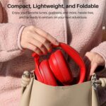 TOZO HT2 Hybrid Active Noise Cancelling Headphones, Wireless Over Ear Bluetooth Headphones, 60H Playtime, Hi-Res Audio Custom EQ via App Deep Bass Comfort Fit Ear Cups, for Home Office Travel Red - Image 9