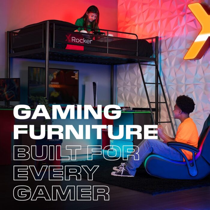 X Rocker Achiever PC Video Gaming Chair, RGB LED Lighting, Adjustable Ergonomic Office Desk Chair for Computer Gamers with Wheels, Black & White - Image 6