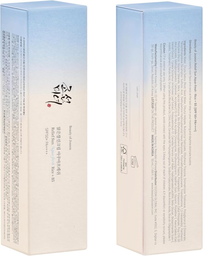 Beauty of Joseon Relief Sun Aqua-Fresh Sunscreen Rice + Panthenol SPF 50+ PA++++ Lightweight Daily UV Protector for Acne-Prone Sensitive Skin Korean skincare for Men and Women 50ml - Image 2