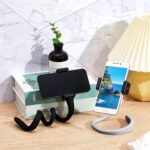 Amylove 2 Pcs Stroller Phone Holder Portable Cell Phone Holder Stand Universal Stroller Accessories for Parent Baby Toddler Phone Clamp with Non Slip Silicone Arm Grip for Shopping Carts (Black, Grey) - Image 7
