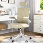 CYKOV 𝑯𝑶𝑴𝑬 𝑶𝑭𝑭𝑰𝑪𝑬 𝑪𝑯𝑨𝑰𝑹, Ergonomic Mesh Desk Chair, High Back Computer Chair- Adjustable Headrest with Flip-Up Arms, Lumbar Support, Swivel Executive Task Chair (Modern, Beige) - Image 9