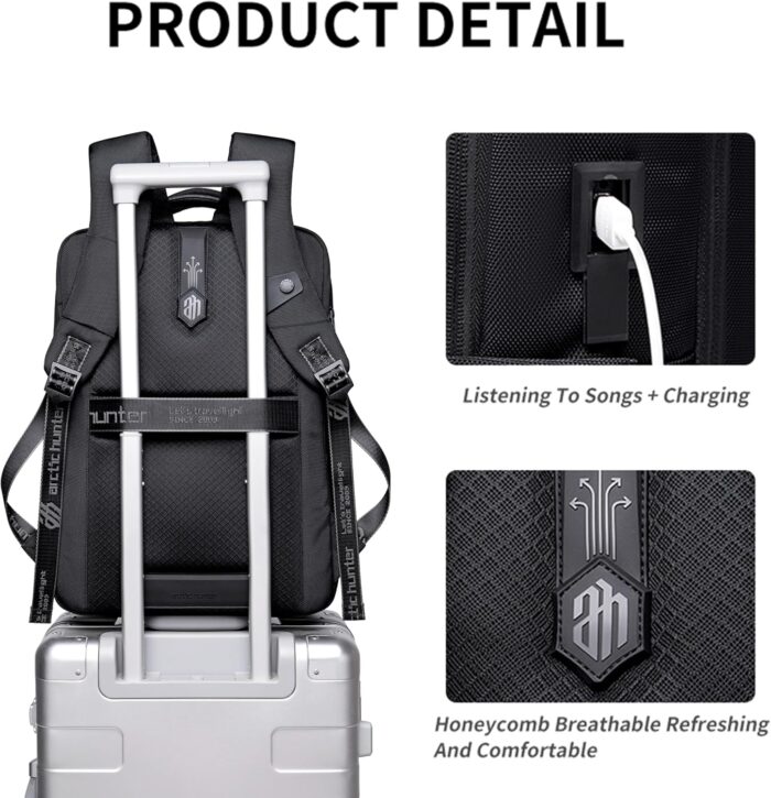 Arctic Hunter 16 Inch Expandable Laptop Backpack Water Repellent School Office Travel Day Pack with Built in USB port, B00490 - Image 7