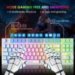 FELICON Gaming Keyboard and Mouse Combo,88 Keys Compact Rainbow Backlit Mechanical Feel Keyboard,RGB Backlit 6400 DPI Lightweight Gaming Mouse with Honeycomb Shell for Windows PC Gamers (White) - Image 3