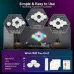 6 Pieces LED Wall Hexagon Lights with Remote Control,Smart LED Wall Light Panels Touch-Sensitive RGB Gaming Night Lights Mood Lightning DIY Module for Gaming Setup/Home Bar Party Decor (V3) - Image 7