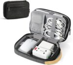 Electronic Organizer, Travel Organizer Case for Electronics Accessories Waterproof Shockproof External Hard Drive Case Small Travel Case for Cables, Chargers, SD Cards, Hard Disk, Flash Drive (Black)