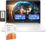 HP Flagship 14" HD Laptop with 1 Year Office 365 | 16GB RAM | 1.22TB Storage(64GB EMMC & 160GB Docking Station Set & 1TB Cloud Storage) | Intel 4-Core Processor | Webcam | Win 11s | White