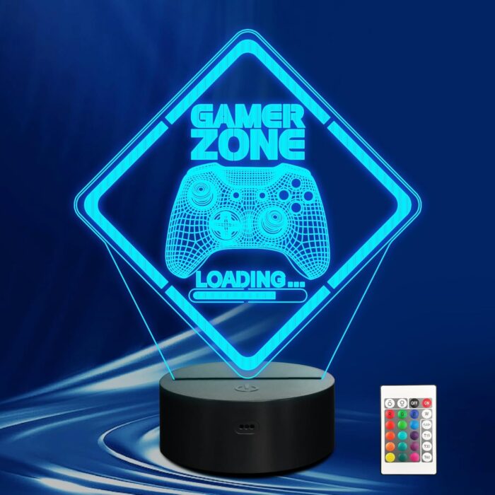 NALACAL Gamepad 3D Illusion Night Light – LED Lamp with 16 Colors, Touch and Remote Control – Ultimate Gamer Gift for Teens, Men, and Boys – Stylish Game Room Decor