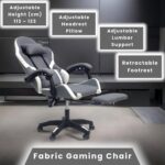 SBF Fabric Gaming Chair - Reclining High Back Office Chair - Adjustable Height, Headrest, Footrest and Lumbar Support - Swivel Video Game Chair - Ergonomic Computer Gaming Chair (Grey White) - Image 5
