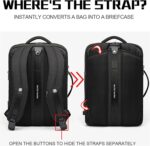 ah arctic hunter 3 in 1 Expandable Backpack 18 inch Water Resistant Travel Business Laptop Bag for Unisex with Built in USB and Headphone port, B00345 (Black PU), 30 x 15 x 41 cm (B00345-AH_BLKPU) - Image 7