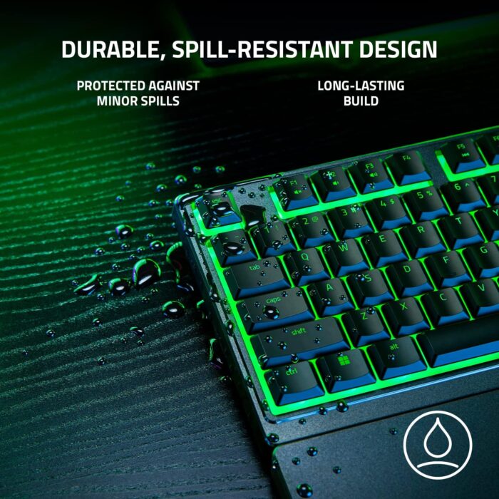 Razer Ornata V3 X Gaming Keyboard: US Layout, Low-Profile Keys, Silent Membrane Switches, UV-Coated Keycaps, Spill Resistant, Chroma RGB Lighting, Ergonomic Wrist Rest - Classic Black - Image 5