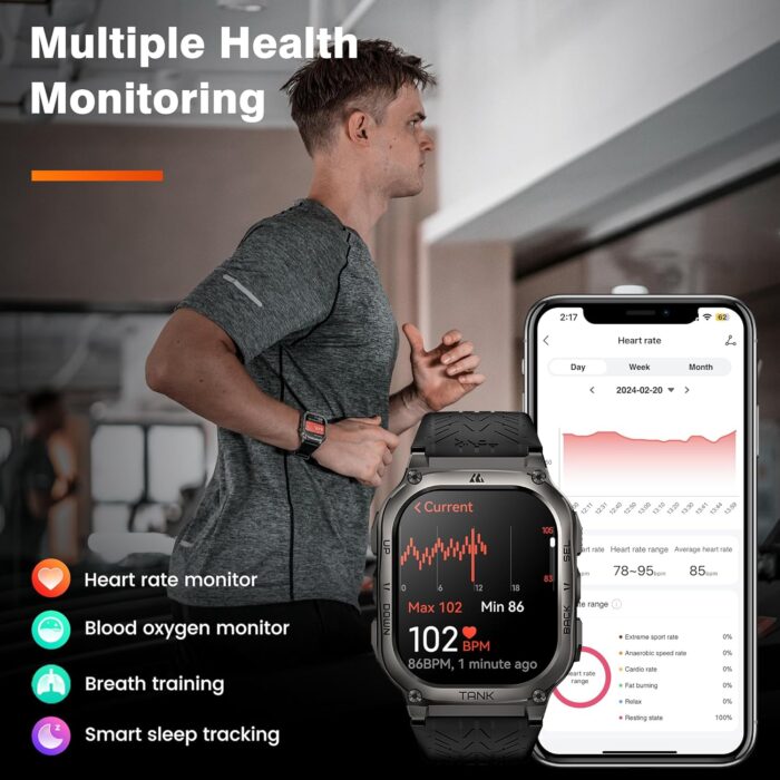 KOSPET Tank Smart Watch for Men/Women GPS, Extra-Long Battery with Bluetooth Calling, Pressure&Altitude&Compass - Image 4