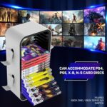 BGGCHEECA OYO-1【15.8INCH】 game Storage Tower Compatible with PS5/ Xbox Series S & X/ Switch, Universal Video Games Discs Organizers 18 PCS with 4 Controllers Holder, Game Disk Box Stand.(White/Black) - Image 2