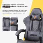 BAYBEE Drogo Multi-Purpose Ergonomic Gaming Chair with 7 Way Adjustable Seat, Head & USB Massager, PU Leather Lumbar Pillow Home & Office Chair with Full Reclining Back Footrest (Grey) - Image 4