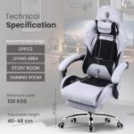 Dowinx Gaming Chair – Massage Cushion, Breathable Fabric, Ergonomic Design with Footrest, 360° Swivel, Adjustable Neck & Lumbar Pillow for Back Support, Home & Office Chair - Image 9