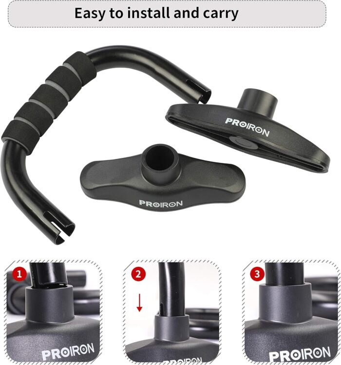 PROIRON Push Up Bar Stands, Push Up Handles with Non slip Foam Grip for Chest Press, Home Gym Fitness Exercise, Strength Training (1 pair Black) - Image 4