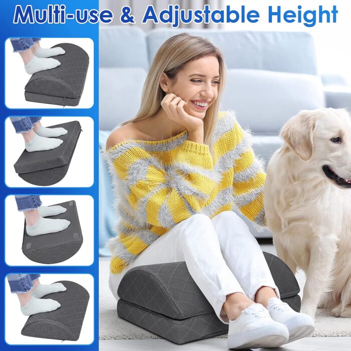 CushZone Foot Rest for Under Desk at Work Adjustable Foam for Office, Work, Gaming, Computer, Gift, Home Office Accessories Back & Hip Pain Relief (Grey) - Image 5