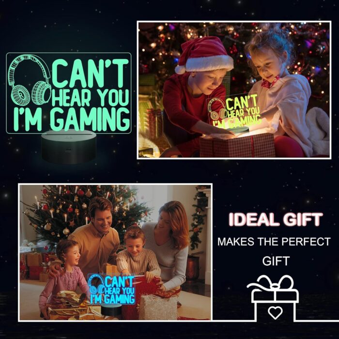 NALACAL Can't Hear You I'm Gaming Night Light, Headset Graphic Video Games Gamer Gift Funny 3D Illusion Lamp 16 Colors Changing Touch & Remote Control for Men Gamers Teenagers and Kids - Image 7