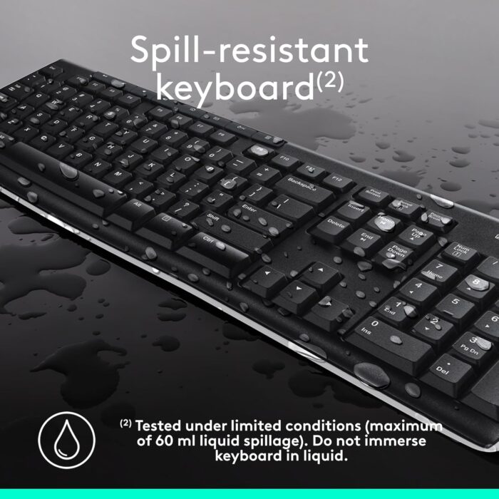Logitech Mk270 Wireless Keyboard And Mouse Combo For Windows, 2.4 Ghz Wireless, Compact Wireless Mouse, 8 Multimedia And Shortcut Keys, 2-Year Battery Life, Pc/Laptop, English/Arabic - Image 5
