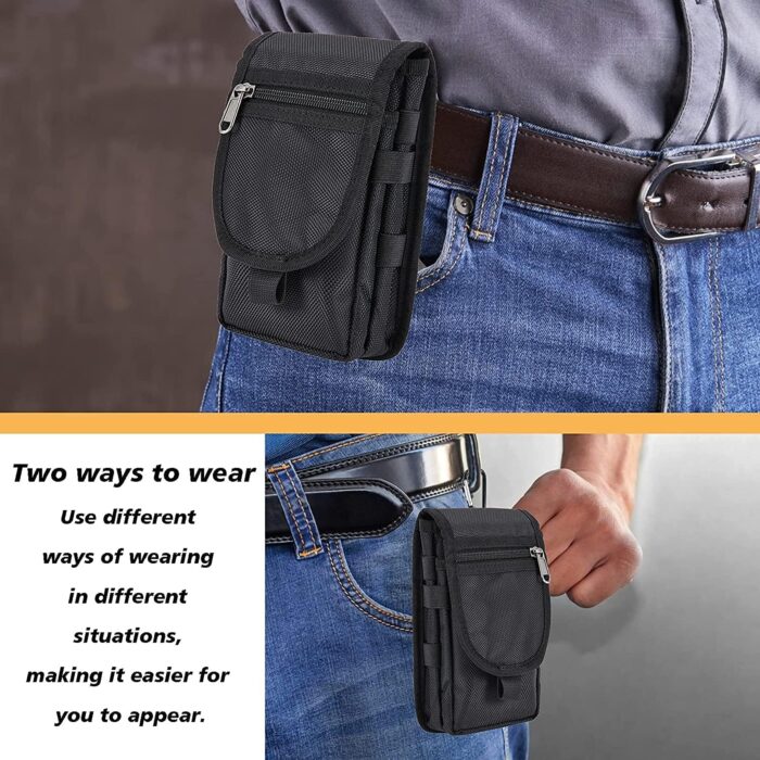 Phone Pouch,Cell Phone Holster, Multi-Purpose Phone Belt Pouch,Tactical Phone Case Tool Holder, Molle Cell Phone Pouch Carrying Case, Men’s Waist Pocket for Hiking, Camping, Belt Pouches for Men - Image 5