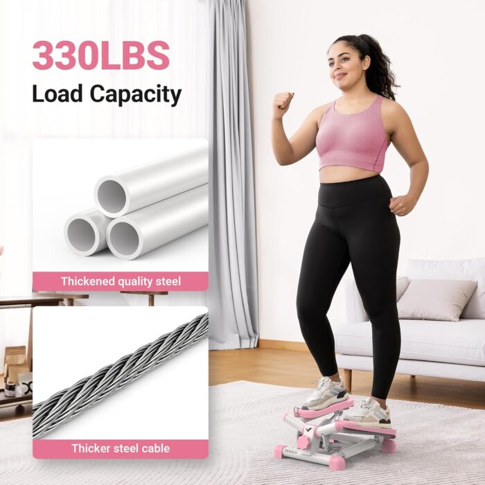 MERACH 2-in-1 Mini Stepper for Home Exercise Step, Mini Stepper 150kg with LCD Monitor, Up-Down Swing Stepper with Power Ropes for Leg/Arm/Butt Training Stairmaster Exercise&Fitness Equipment - Image 8
