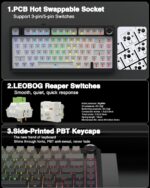 AULA F75 Gasket Mechanical Keyboard, 75% Wireless Hot Swappable Gaming Keyboard with Five-Layer Padding&Knob, Bluetooth/2.4GHz/USB-C, RGB Light. (Black) - Image 5