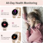 Efolen Smart Watch for Women(Make/Answer Call), 1.19" AMOLED Screen Fitness Tracker 110+ Sports Modes IP68 Waterproof Step Counter/BP/Heart Rate/Sleep Monitor SmartWatches for Android iOS -Rose Gold - Image 4
