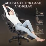 Dowinx Gaming Chair Office Chair PC Chair with Massage Lumbar Support, Racing Style PU Leather High Back Adjustable Swivel Task Chair with Footrest (Black) - Image 5
