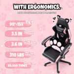Vigosit Cat Ears PU Leather Gaming Chair Ergonomic Adjustable Office Desk Computer Chairs for Gamers Adults Kids 360 Degree Swivel Recliner 45in Height, Black Pink - Image 7