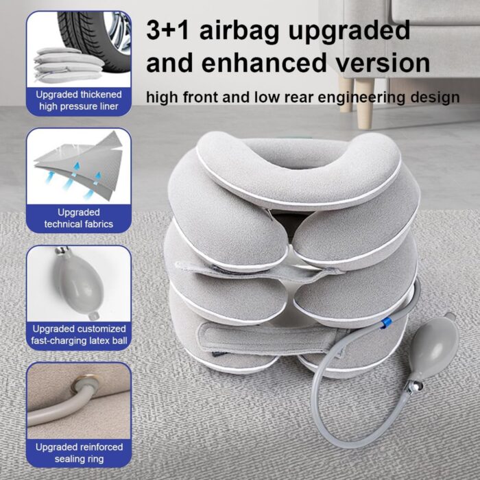 Angju Neck Stretcher with Neck Brace, Cervical Traction Device, Neck Pain Relief Tool, Adjustable Inflatable Cervical Brace,Home Use Neck Decompression Device New Technology Breathable Fabric - Image 5