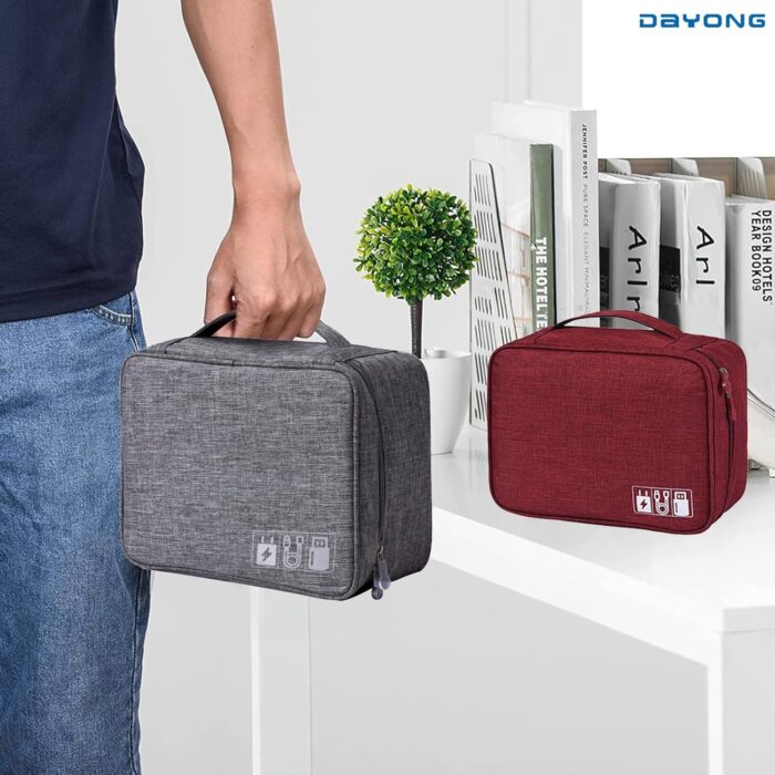 DAYONG Cable Organizer Bag, Electronic Accessories Bag, Portable Digital Storage Bag, Travel Gadgets Storage Case, Cable Organizer Bag Gadget Carry Bag for Hard Drives, Cables, Power, USB(Grey) - Image 7